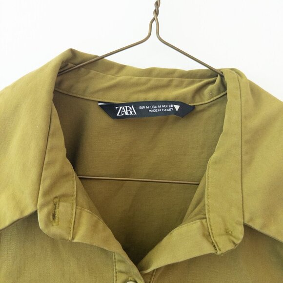 Zara Double Pocket Long Sleeve Button Up (Thick Material), Olive Green, Size M - Picture 4 of 7